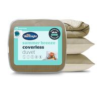 Silentnight Summer Breeze Coverless Duvet - Seersucker 4.5 Tog Summer Lightweight Single Duvet Quilt Reversible - Includes Matching Pillowcase - Machine Washable - Sage & Cream - Single