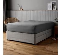 Silentnight Supersoft Collection Charcoal Double Fitted Sheet. Super Soft and Easy Care No-Iron Luxury Linen Bottom Bedsheet - Elastic Hem to Snugly