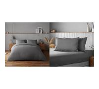 Silentnight Supersoft Collection Charcoal Duvet Cover Set. Supersoft Snuggly Easy Care Duvet Cover & Supersoft Charcoal Pillowcase Pair Easy Care Soft Snuggly Plain Pillow Cases