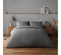 Silentnight Supersoft Duvet Set - Cosy & Comfortable Delicate Touch - Luxurious Easy Care Microfibre with Button Fastening - Stylish & Modern Duvet Quilt Cover + Pillowcase Bed Set, Double, Charcoal