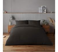 Silentnight Supersoft Duvet Set - Cosy & Comfortable Delicate Touch - Luxurious Easy Care Microfibre with Button Fastening - Stylish & Modern Duvet Quilt Cover + Pillowcase Bed Set, Black, Double