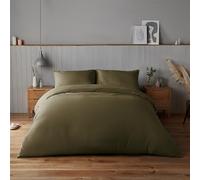 Silentnight Supersoft Duvet Set - Cosy & Comfortable Delicate Touch - Easy Care Microfibre with Button Fastening - Stylish & Modern Duvet Quilt Cover + Pillowcase Bed Set, Single, Olive Green