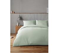 Silentnight Supersoft Duvet Set - Cosy & Comfortable Delicate Touch - Luxurious Easy Care Microfibre with Button Fastening - Stylish & Modern Duvet Quilt Cover + Pillowcase Bed Set, Double, Sage Green