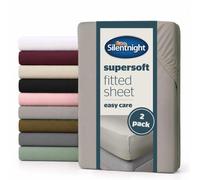 Silentnight Supersoft Fitted Sheet, Grey, King, 2 Pack | Cosy & Comfortable Delicate Touch, Luxurious Easy Care Microfibre, Elasticated Corners, Stylish Modern Mattress Fitted Sheet