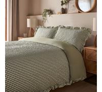 Silentnight Supersoft Gingham Frill Duvet Set SAGE DOUBLE