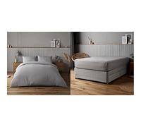 Silentnight Supersoft Grey Duvet Set and Fitted Sheet - Easy Care Duver Cover with Matching Pillowcases and Fitted Sheet - Double - 200x200cm