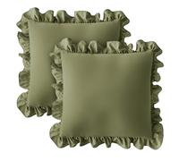 Silentnight Supersoft Ruffle Cushion - Stylish Soft Touch Super Comfy Bed Sofa Cushion - Retain Shape Filled with Bouncy Fibres - Machine Washable Cover and Non-Iron Fabric, 45x45cm, Green, 2 Pack
