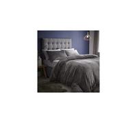 Silentnight Supersoft Velvet Teddy Fleece Reversible Soft Super Cosy and Warm, Easy Care, Grey Duvet Cover Bedding Set with Pillowcase - King (220cm x