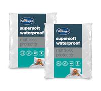 Silentnight Supersoft Waterproof Mattress Protector 2 Pack - Luxury Quilted Quiet Bed Mattress Pad Cover with Extra Deep Fitted Skirt and Waterproof Protection - Single - Pack of 2