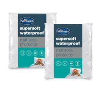 Silentnight Supersoft Waterproof Mattress Protector 2 Pack - Luxury Quilted Quiet Bed Mattress Pad Cover with Extra Deep Fitted Skirt and Waterproof