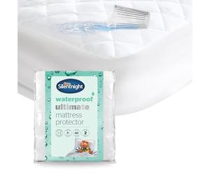 Silentnight Supersoft Waterproof Mattress Protector - Luxury Quilted Quiet Bed Mattress Pad Cover with Extra Deep Fitted Skirt and Waterproof Protection - Double, White (Packing May Vary)