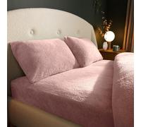 (Single, Blush Pink) Silentnight Teddy Fleece Fitted Sheet Cosy Winter