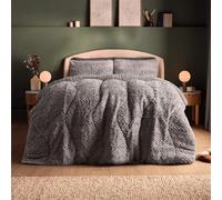 Silentnight Teddy Fleece Coverless Duvet & Pillowcase Set - Luxurious Ultra Soft Cable Knit Teddy Fleece Bed Quilt - 10.5 Tog All Year Round Comfort No Cover Needed - Machine Washable, Grey, Double