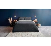 Silentnight Teddy Fleece Reversible Duvet Set: Charcoal Teddy Fitted Sheet - Double