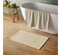 Silentnight Textured Knot Bathmat Natural - Super Soft & Quick Drying 100% Cotton BCI - Handcrafted Fully Knotted Loop Bathmat - 80 x 50cm - Machine Washable, Natural