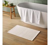 Silentnight Textured Knot Bathmat White - Super Soft & Quick Drying 100% Cotton BCI - Handcrafted Fully Knotted Loop Bathmat - 80 x 50cm - Machine Washable, White