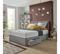 Silentnight Travis Double Memory Mattress 2 Drawer Divan Bed & Headboard - Grey
