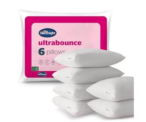 Silentnight Ultrabounce Pillows Pack of 6 - Medium Support Soft Bouncy Hotel Bed Pillows 6 Pack - Hypoallergenic Machine Washable