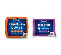 Silentnight Warm and Cosy 13.5 Tog Duvet - Thick Warm Cosy Soft Winter Duvet Quilt Hypoallergenic - Super-King Size Bed & Deep Sleep Pillow Pack of 4 - Soft Hotel Bed Pillows 4 Pack