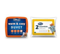Silentnight Warm & Cosy Double 13.5 Tog Winter Duvet - Extra Warm Thick Heavyweight & Essentials Pillows 2 Pack - Soft Comfortable Soft Medium Support Pillows for Front, Stomach, Back and Side