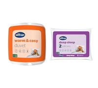 Silentnight Warm & Cosy King Size 15 Tog Winter Duvet - Extra Warm Thick Heavyweight Cosy Winter Quilt Duvet & Deep Sleep Pillows 2 Pack - Medium Support Comfortable Hollowfibre Bed for Front