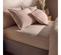 Silentnight Washed Cotton Rich Fitted Sheet - Soft Stylish Linen-Look Comfortable Bottom Sheet - Deep Fit with Elasticated Corners - Breathable Fabric Machine Washable, Double Bed Mattress, Natural
