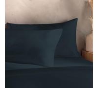 Silentnight Washed Cotton Rich Pillowcase Pair - Soft & Comfortable Touch - Stylish Modern Linen-Look 2 Pack Pillow Cover - Breathable Cotton and Polyester Fabric Retain Shape and Colour, Navy Indigo