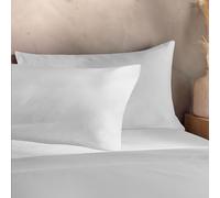 Silentnight Washed Cotton Rich Pillowcase Pair - Soft & Comfortable Touch - Stylish Modern Linen-Look 2 Pack Pillow Cover - Breathable Cotton and Polyester Fabric Retain Shape and Colour, White