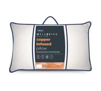 Silentnight Wellbeing Copper Infused Bed Pillow Rejuvenating, Anti Ageing Wrinkle Beauty Therapy Sleeping Pillow Anti-Bacterial Copper - White (71 cm