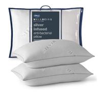 Silentnight Wellbeing Silver Infused Pillow Pair - Naturally Anti-Bacterial for Long Lasting Freshness Kind to Skin Preventing Redness Breakouts and Irritation - Machine Washable - 2 Pack
