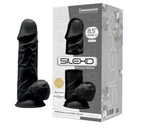 SILEXD Girthy Dual Density Black Realistic Silicone Dildo 8.5 Inch - Black Black