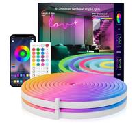 SILFU - RGB Neon Strip Lights 20ft Waterproof IP67 DIY Design Music Sync 24 Key Remote Control Multiple Modes for Living Room Bedroom Decor