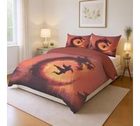 Silhouette 3 Pieces 100% Brushed Microfiber Double Duvet Cover Set, Red Soft Dragon Kung Fu Super Soft Reversible Design Zippered Comforter Cover and 2 Pillowcases 79" x 79"