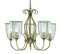 silhouette 5 light ceiling fitting in antique brass