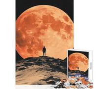 Silhouette Against Red Moon for Adults 1000 Piece Puzzle Train Logical Thinking And Problem-solving Relaxing Stress Free Enjoyment (50x75cm)