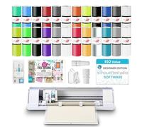 Silhouette America Cameo 5 Alpha (α) - Smart Cutting Machine, Bianco Carrara (Starter Bundle) - Includes Studio Software, 24 Oracal Vinyl Rolls, Tool Kit & 25 Free Designs for DIY - ES Mat Compatible