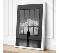 Silhouette at the Window Canvas Wall Art Print 36x24 Inch (91 x 61 cm)