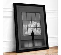 Silhouette at the Window Minimalist Framed Wall Art Print A3 (42×29.7cm) Black, Wall Decor for Living Room, Bedroom, Office & Home, Ready to Hang, Art Gift