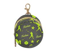 Silhouette Baseball Man Green and Gray Newborned Boy Pacifier Holder Case with Zipper and Clip Key Chain Wallet, Newborned Essentials
