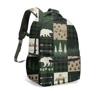 Silhouette Black Deer Christmas All Over Print Backpack, 16 Inch Red Plaid Forest Pine Tree School Bag for Kids Students (03)