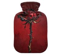 Silhouette Burn Rose Red hot Bottle Water Bag with Soft Cover, 2L hot compresses for The Body for Sore Muscle, Arthritis, Neck Shoulder Warmer