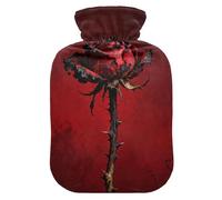 Silhouette Burn Rose Red hot Water Bottles with Soft Cover, 1L hot Compress Bag for ( Scenario), Pain Relief, bolsas de agua Caliente para Dolores