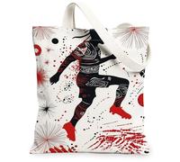 Silhouette Canvas Tote Bag for Women, Dynamic Abstract Stars Circles None Red Washable Reusable Everyday Tote Bags Ideas for Outdoor Travel Workday Reading 13x15 Inch