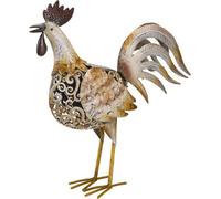Solar Cockerel Garden Ornament - Light-Up Metal Hen Silhouette, White & Colour LEDs, Auto-On at Dusk, 39cm tall