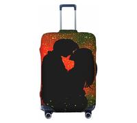 Silhouette Couple Hugging in Love Elastic Travel Luggage Covers Dustproof Scratch-Resistant Suitcase Protector Fit 22-24 Inch