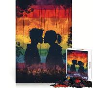 Silhouette Couple Kissing 1000 Piece Jigsaw Puzzles for Teenagers Smart Game Bonding Time Image Assembly Fine Art Piece 38x52cm