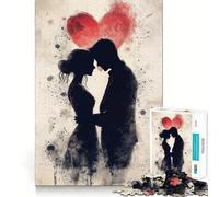 Silhouette Couple Love Jigsaw Puzzle for Teenagers 1000 Pieces Brain Skill Home Activity Exact Edge Festive Gift 38x26cm
