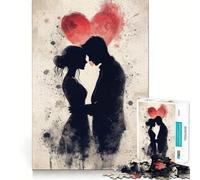 Silhouette Couple Love Jigsaw Puzzles for Teenagers 1000 Mind Exercise Toy Home Activity Precision Cut Wall Art Decor 38x52cm