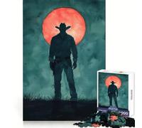 Silhouette Cowboy Under Red Moon 1000 Piece Jigsaw Puzzles for Adults Sharp Logic Toy Home Leisure Tight Cut Heartfelt Gift 38x26cm