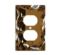 Silhouette Duplex Outlet Covers Wall Plate, Modern Artistic Leaves Circles N/a Brown Plastic Standard Size Decorative Receptacle Outlet Covers for New Apartment Home Bedroom Office Decor